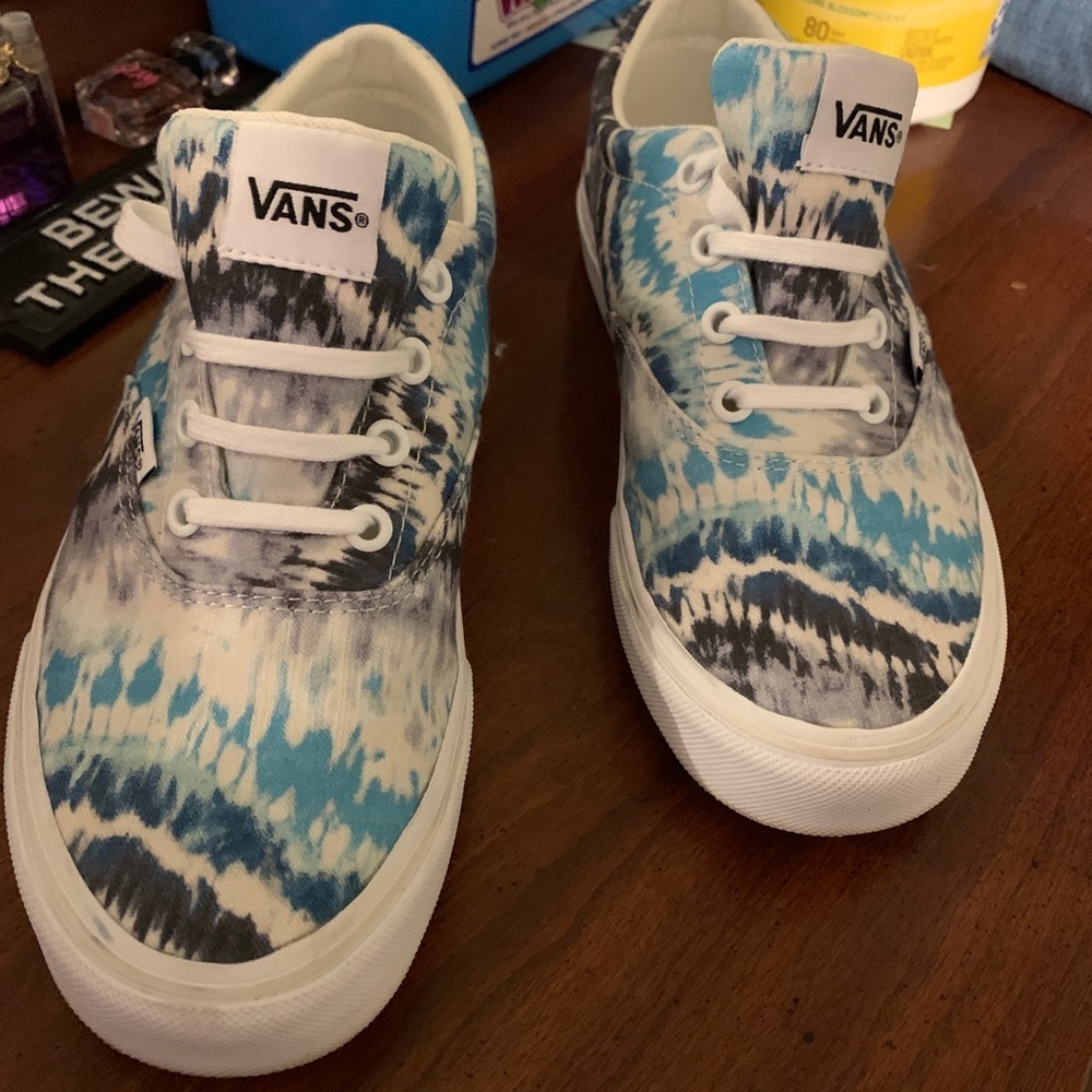 Blue & white tye dye vans